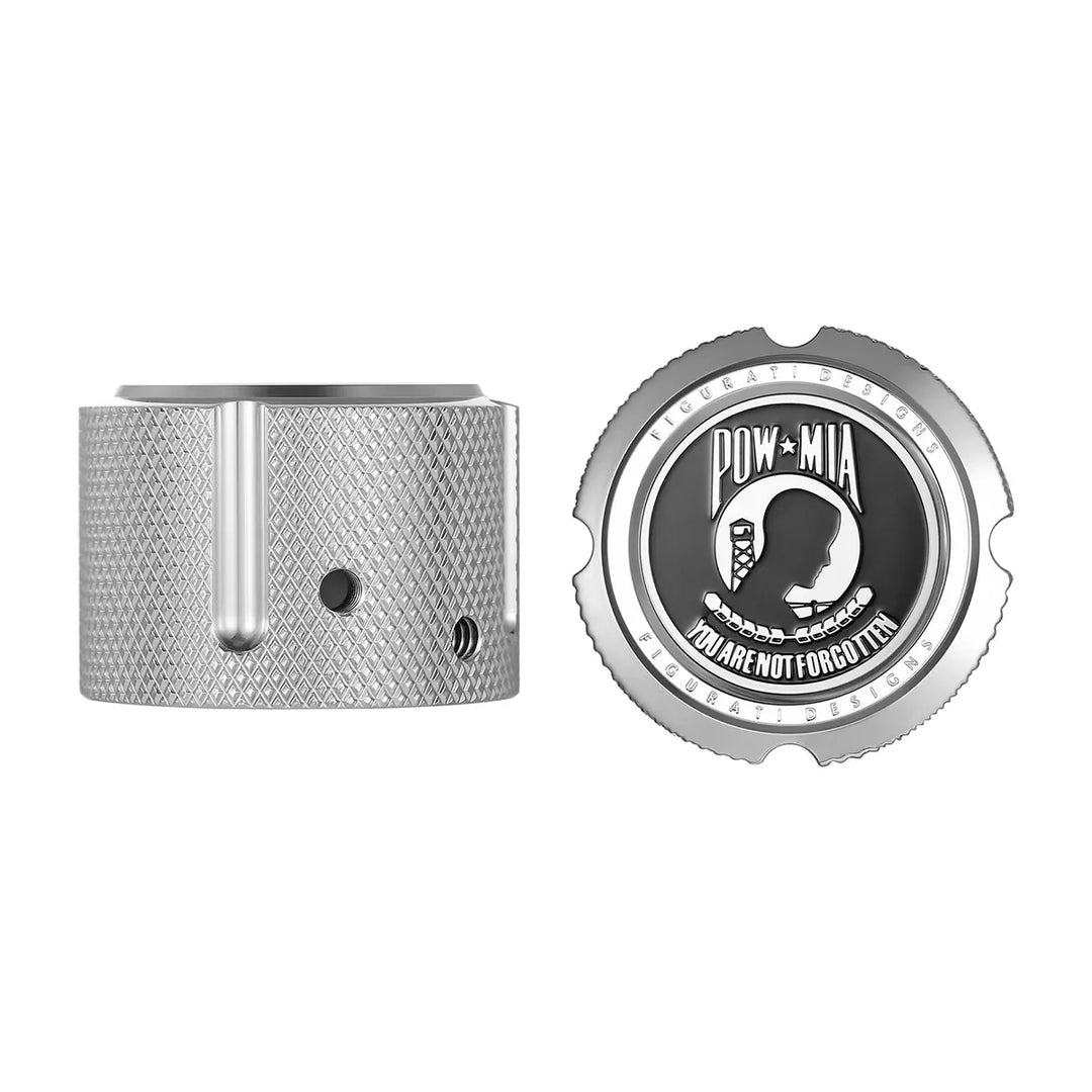 Figurati Designs – Harley-Davidson Stainless-Steel Front Axle Nut Covers POW MIA – FD50-FAC-SS