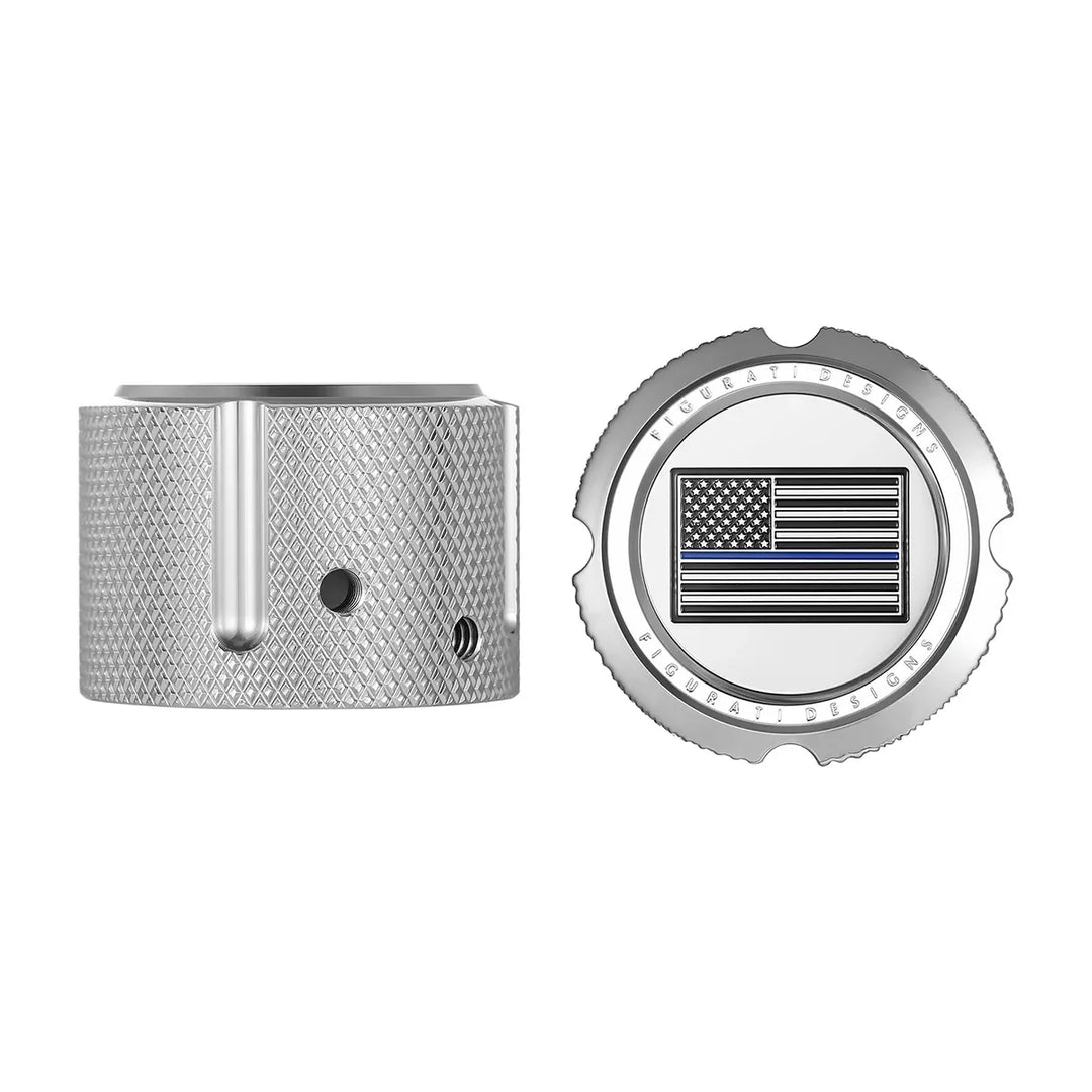 Figurati Designs – Harley-Davidson Stainless-Steel Front Axle Nut Covers Thin Blue Line American Flag - Reversed – FD70-FAC-SS