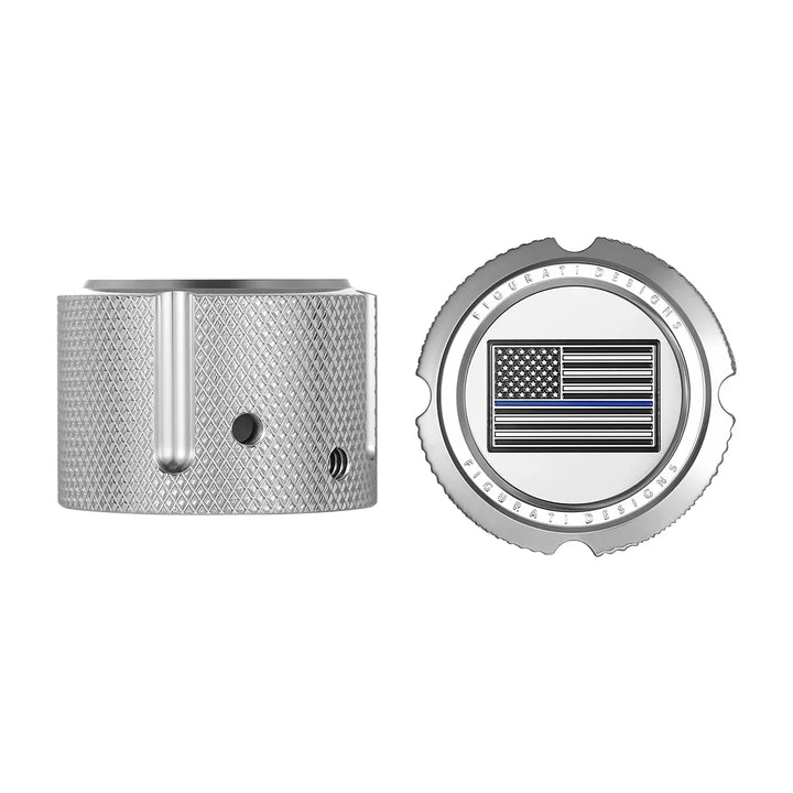 Figurati Designs – Harley-Davidson Stainless-Steel Front Axle Nut Covers Thin Blue Line American Flag - Reversed – FD70-FAC-SS