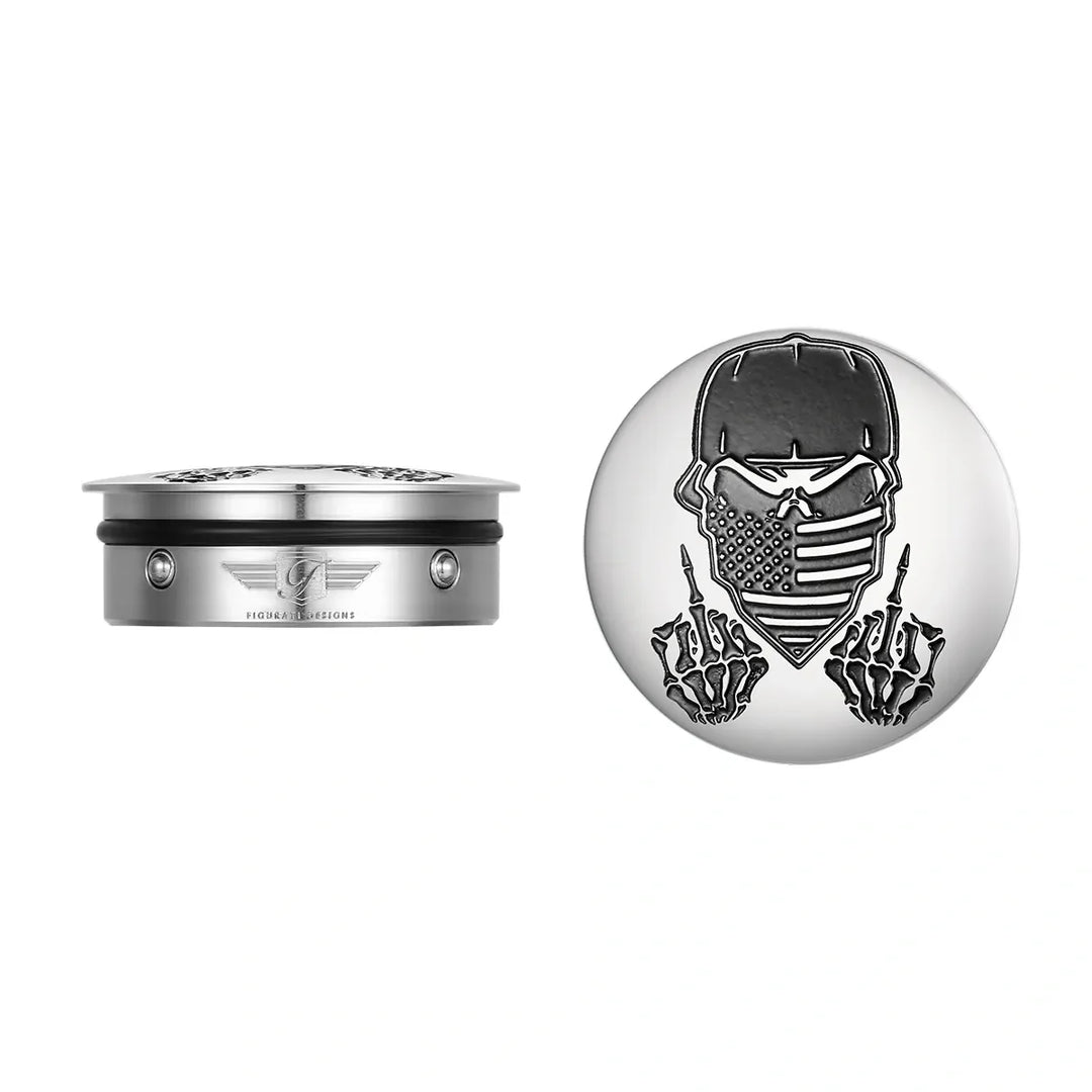 Figurati Designs – Harley-Davidson Stainless-Steel Swing Arm Covers Masked Skull – FD29-MSKULL-SS