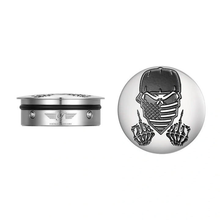 Figurati Designs – Harley-Davidson Stainless-Steel Swing Arm Covers Masked Skull – FD29-MSKULL-SS