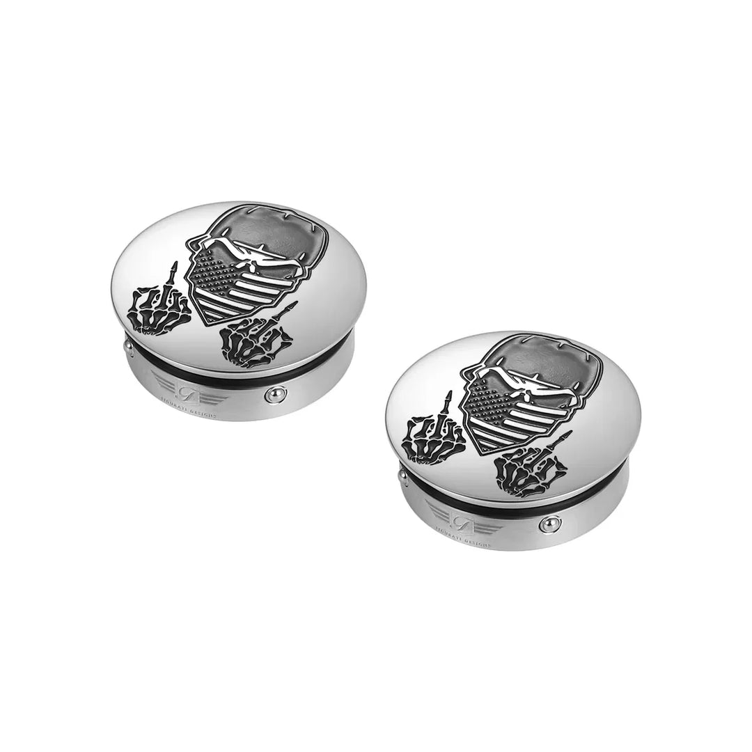 Figurati Designs – Harley-Davidson Stainless-Steel Swing Arm Covers Masked Skull – FD29-MSKULL-SS