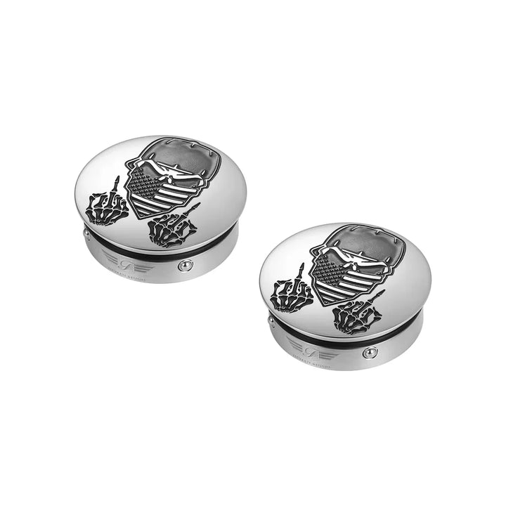 Figurati Designs – Harley-Davidson Stainless-Steel Swing Arm Covers Masked Skull – FD29-MSKULL-SS