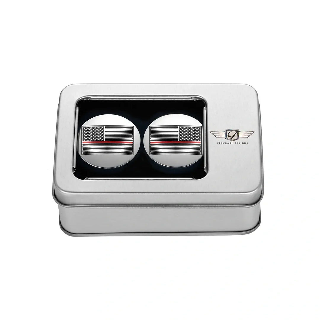 Figurati Designs – Harley-Davidson Stainless-Steel Swing Arm Covers Red Line American Flag – FD73-AFRL-SS