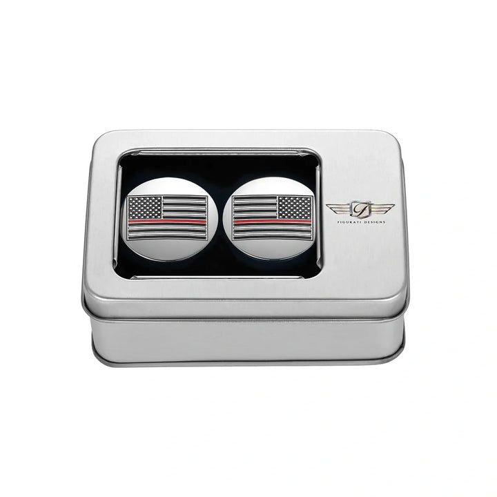 Figurati Designs – Harley-Davidson Stainless-Steel Swing Arm Covers Red Line American Flag – FD73-AFRL-SS
