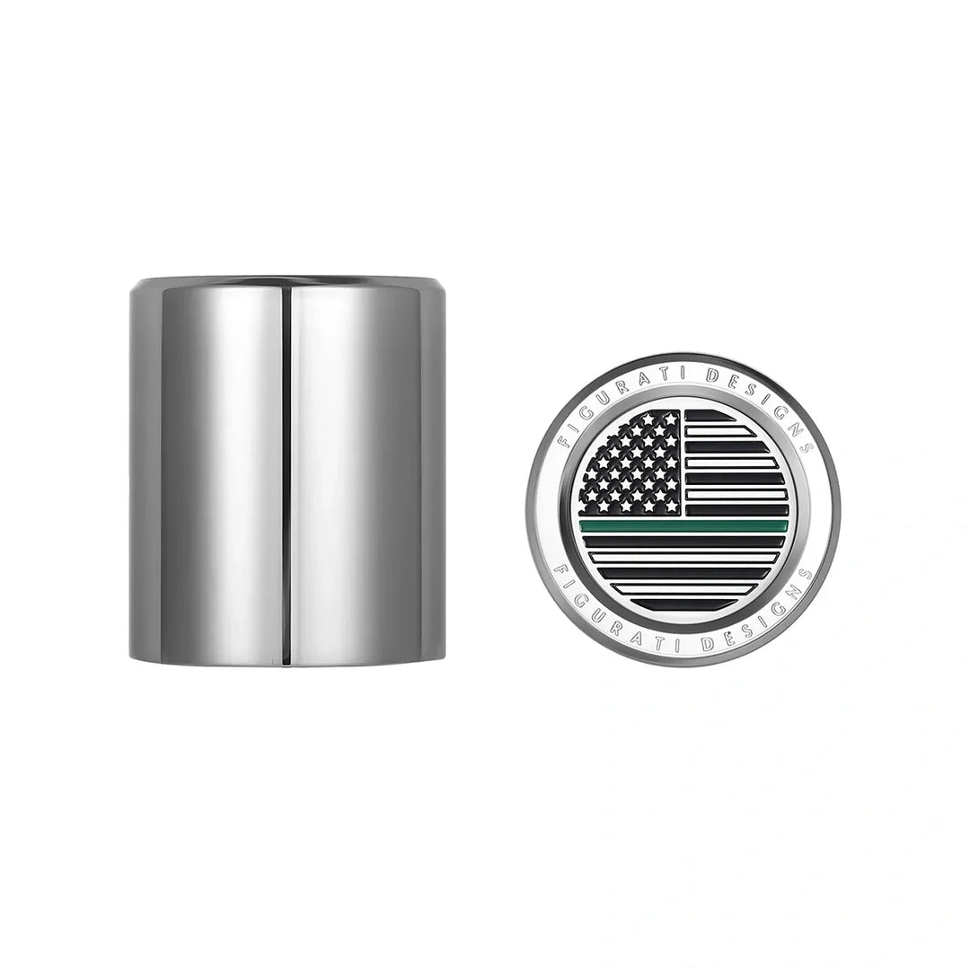 Figurati Designs – Harley-Davidson Stainless-Steel Green Line American Flag Docking Covers – FD72-DC-27.2/32-SS