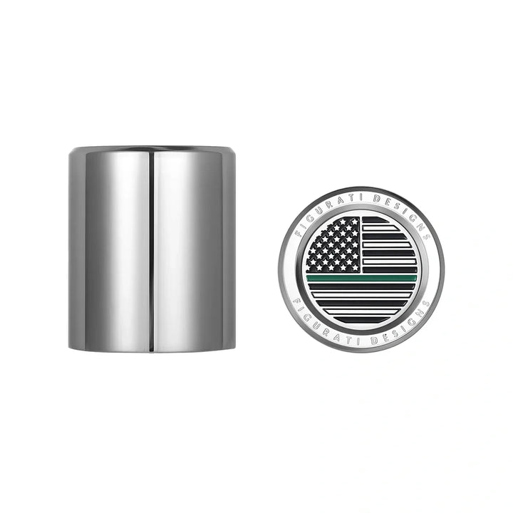 Figurati Designs – Harley-Davidson Stainless-Steel Green Line American Flag Docking Covers – FD72-DC-27.2/32-SS