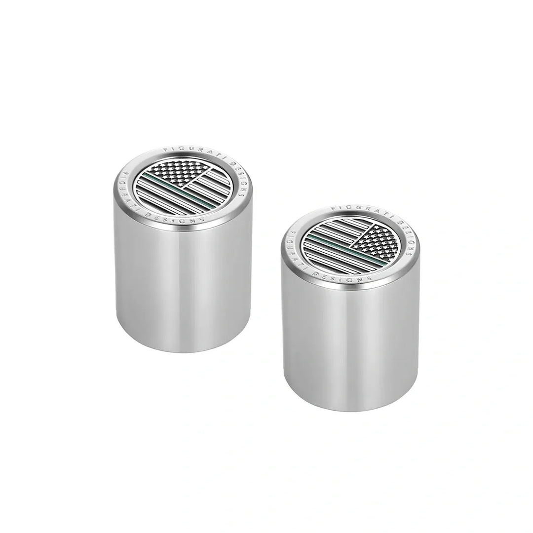 Figurati Designs – Harley-Davidson Stainless-Steel Green Line American Flag Docking Covers – FD72-DC-27.2/32-SS