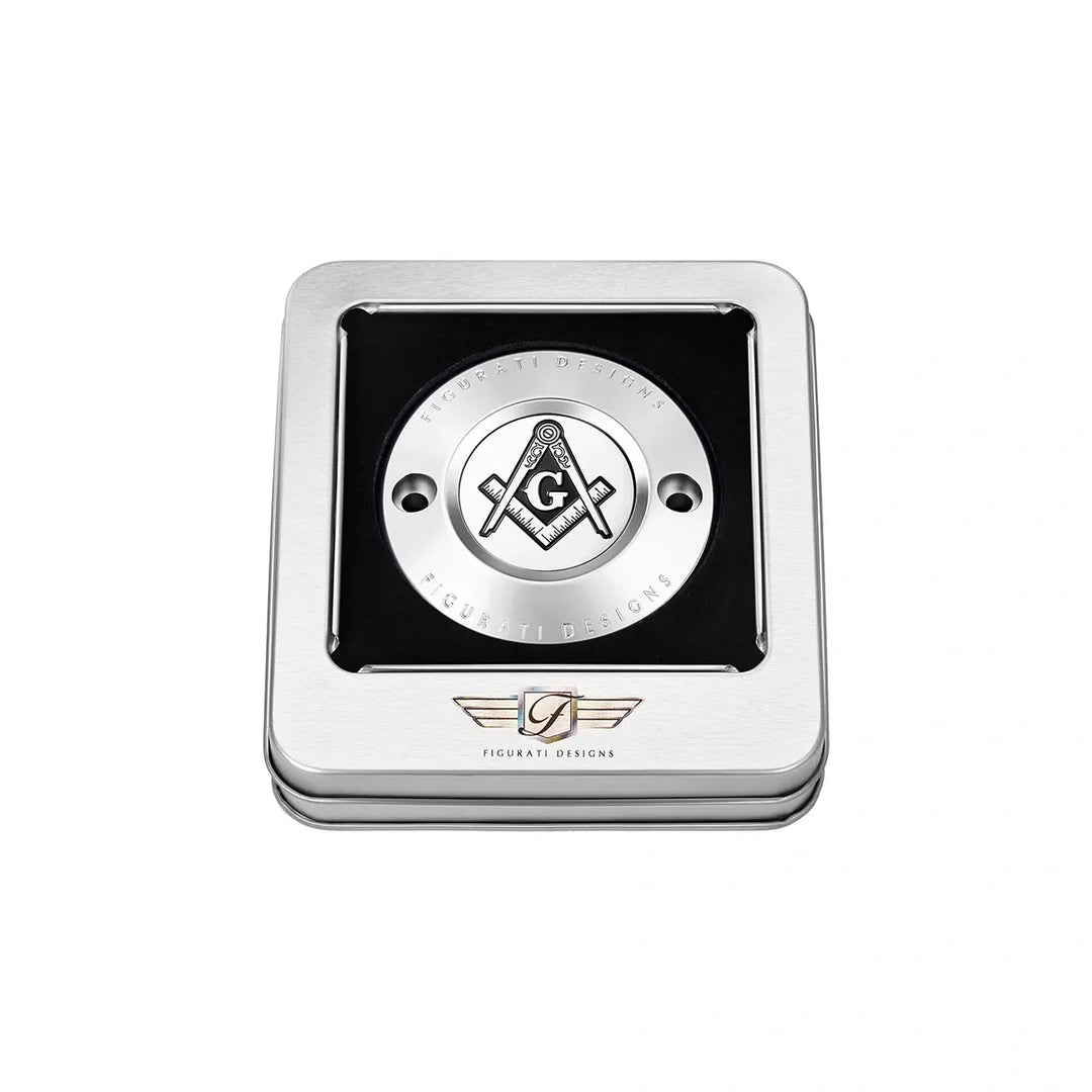 Figurati Designs – Harley-Davidson Stainless-Steel Masonic Emblem M8 Timing Cover – FD42-TC-2H-SS