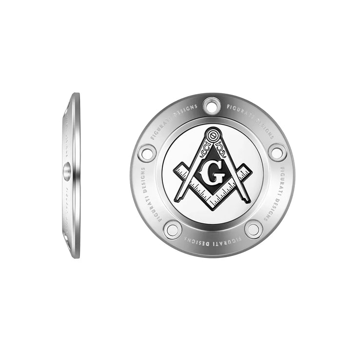 Figurati Designs – Harley-Davidson Stainless-Steel Masonic Emblem Twin Cam Timing Cover – FD42-TC-5H-SS