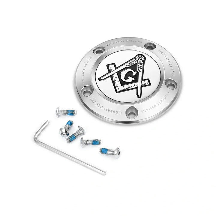 Figurati Designs – Harley-Davidson Stainless-Steel Masonic Emblem Twin Cam Timing Cover – FD42-TC-5H-SS