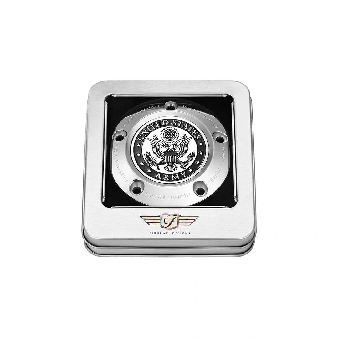 Figurati Designs – Harley-Davidson Stainless-Steel Officially Licensed US Army Twin Cam Timing Cover – FD81-TC-5H-SS