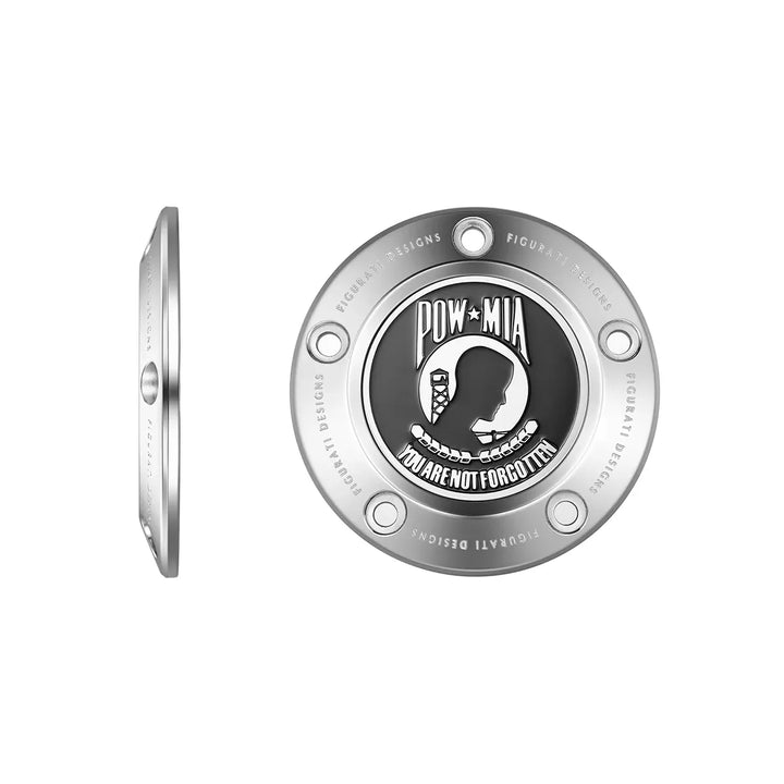 Figurati Designs – Harley-Davidson Stainless-Steel POW MIA Twin Cam Timing Cover – FD50-TC-5H-SS