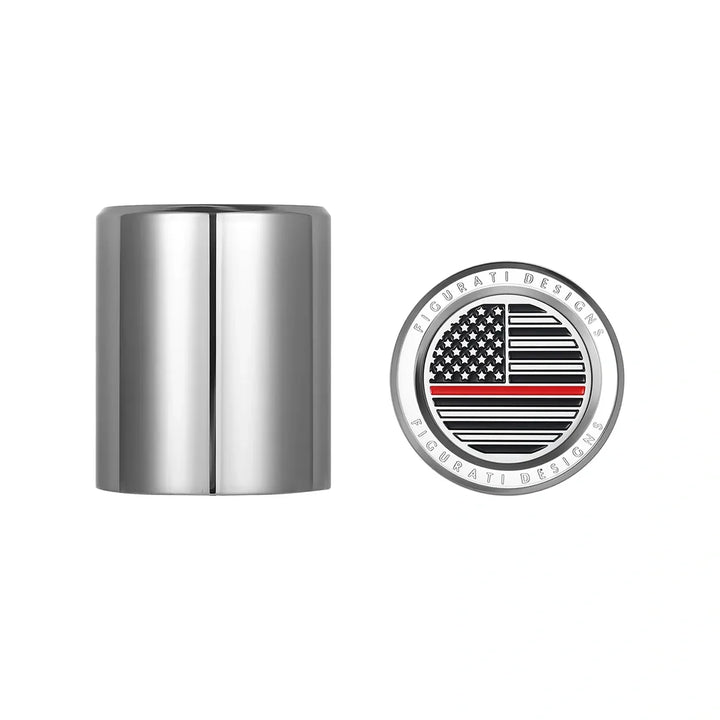 Figurati Designs – Harley-Davidson Stainless-Steel Red Line American Flag Docking Covers – FD73-DC-27.2/32-SS