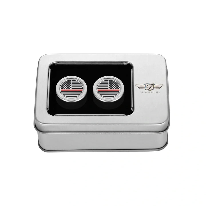 Figurati Designs – Harley-Davidson Stainless-Steel Red Line American Flag Docking Covers – FD73-DC-27.2/32-SS