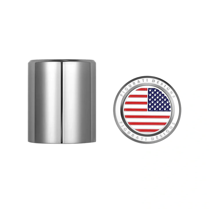 Figurati Designs – Harley-Davidson Stainless-Steel Red White & Blue American Flag Docking Covers – FD20-DC-27.2/32-SS