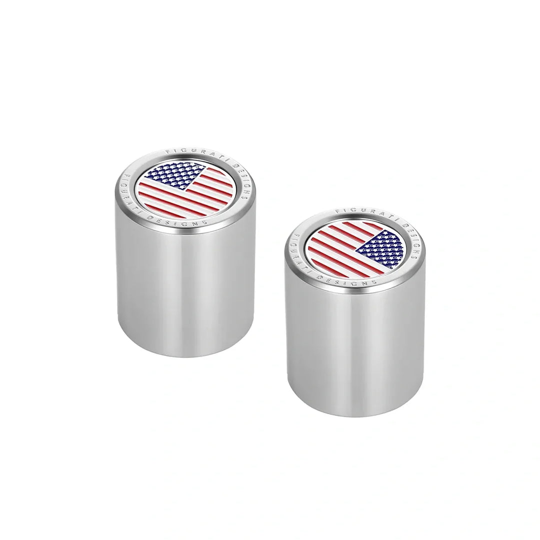 Figurati Designs – Harley-Davidson Stainless-Steel Red White & Blue American Flag Docking Covers – FD20-DC-27.2/32-SS