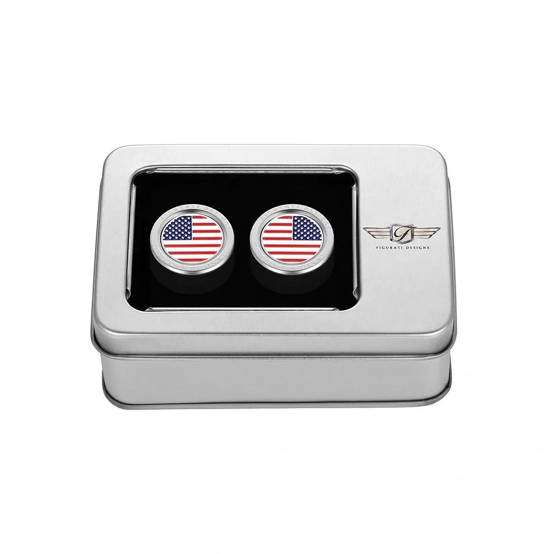 Figurati Designs – Harley-Davidson Stainless-Steel Red White & Blue American Flag Docking Covers – FD20-DC-27.2/32-SS