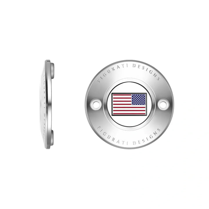 Figurati Designs – Harley-Davidson Stainless-Steel Red White and Blue American Flag - Reversed M8 Timing Cover – FD20-TC-2H-SS