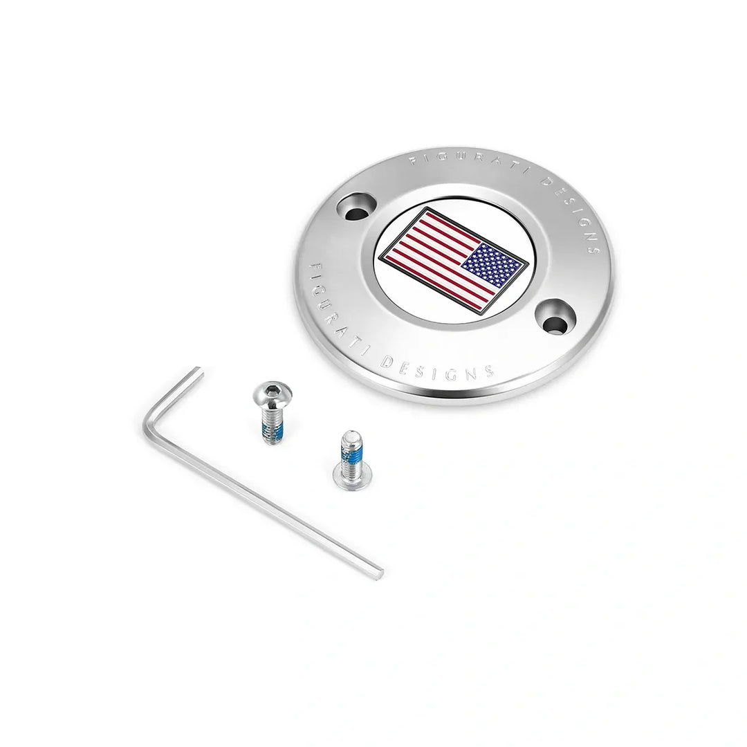 Figurati Designs – Harley-Davidson Stainless-Steel Red White and Blue American Flag - Reversed M8 Timing Cover – FD20-TC-2H-SS