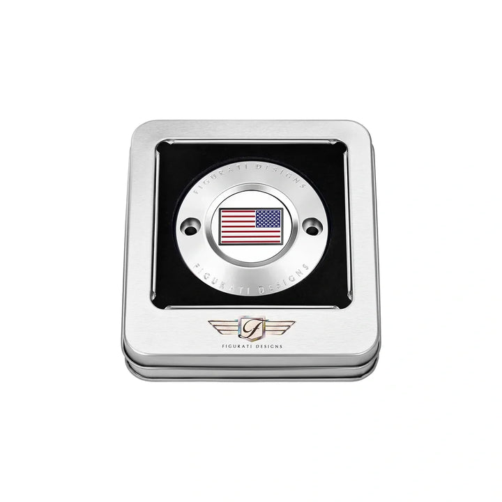 Figurati Designs – Harley-Davidson Stainless-Steel Red White and Blue American Flag - Reversed M8 Timing Cover – FD20-TC-2H-SS