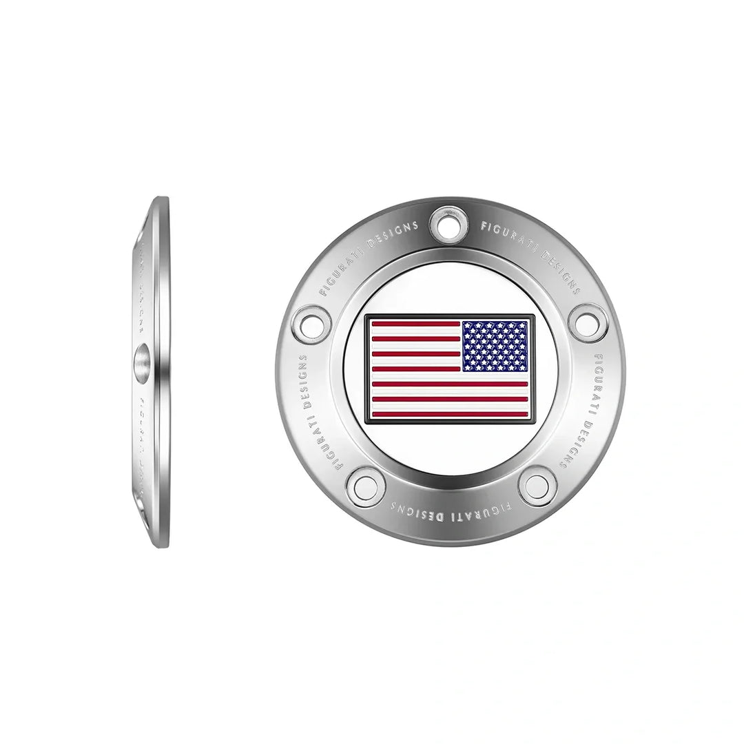 Figurati Designs – Harley-Davidson Stainless-Steel Red White and Blue American Flag - Reversed Twin Cam Timing Cover – FD20-TC-5H-SS