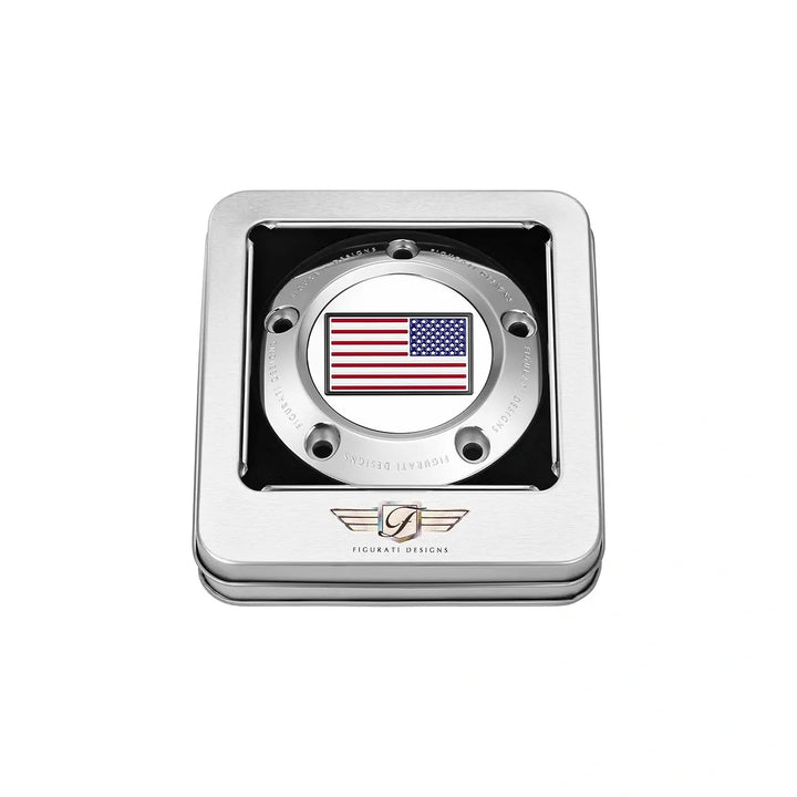 Figurati Designs – Harley-Davidson Stainless-Steel Red White and Blue American Flag - Reversed Twin Cam Timing Cover – FD20-TC-5H-SS
