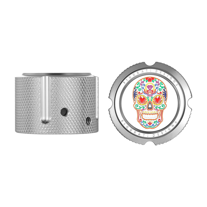 Figurati Designs – Harley-Davidson Stainless-Steel Sugar Skulls Front Axle Nut Covers – FD30-FAC-SS