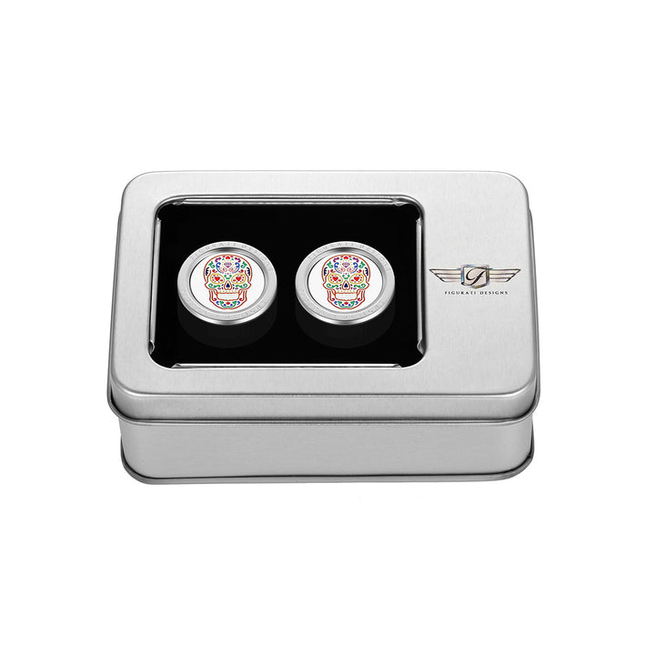 Figurati Designs – Harley-Davidson Stainless-Steel Sugar Skulls Docking Covers – FD30-DC-SS-27.2/32 (Short Fat)