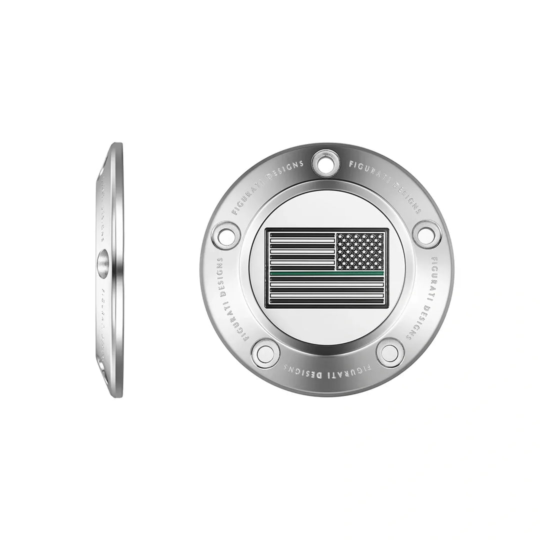 Figurati Designs – Harley-Davidson Stainless-Steel Thin Green Line American Flag - Reversed Twin Cam Timing Cover – FD72-TC-5H-SS