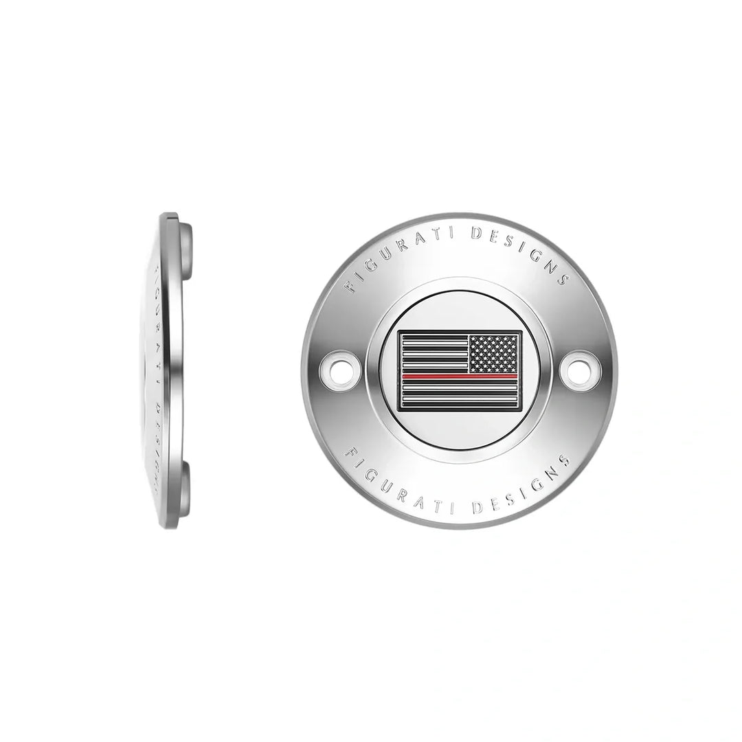 Figurati Designs – Harley-Davidson Stainless-Steel Thin Red Line American Flag - Reversed M8 Timing Cover – FD73-TC-2H-SS