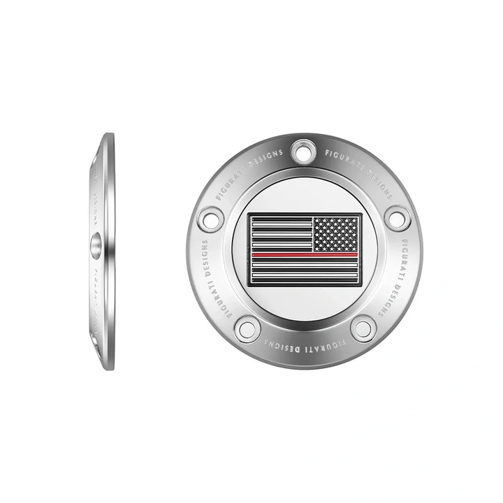 Figurati Designs – Harley-Davidson Stainless-Steel Thin Red Line American Flag - Reversed Twin Cam Timing Cover – FD73-TC-5H-SS