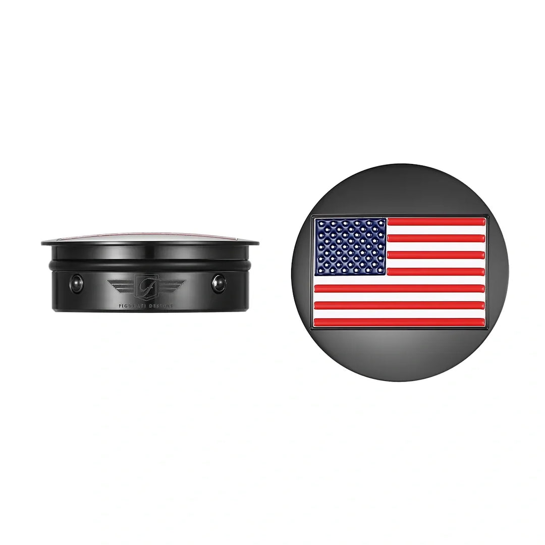 Figurati Designs – Harley-Davidson Stainless-Steel / Black American Flag Swing Arm Covers - Reversed – FD21R-AF-BLK