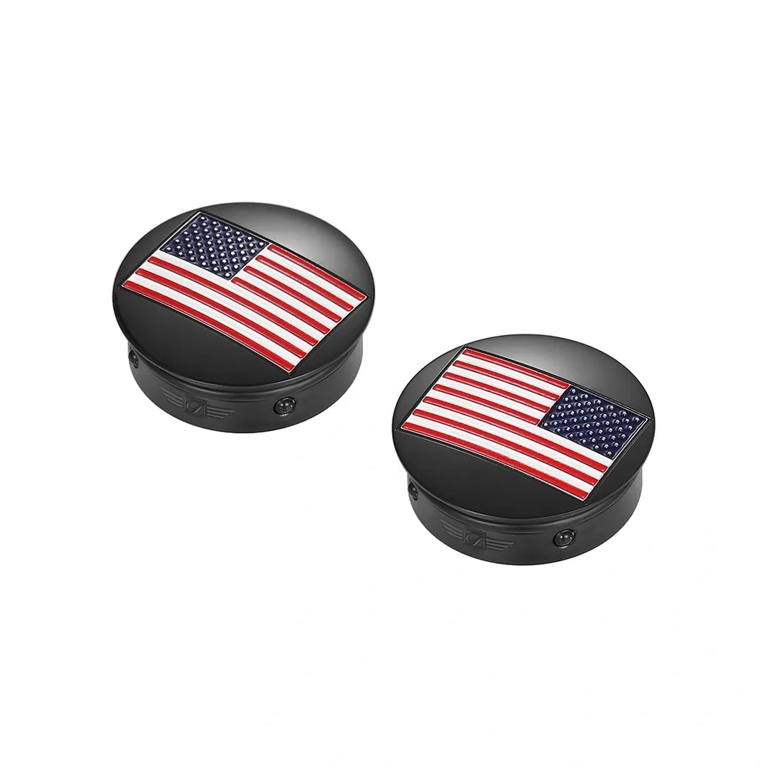 Figurati Designs – Harley-Davidson Stainless-Steel / Black American Flag Swing Arm Covers - Reversed – FD21R-AF-BLK