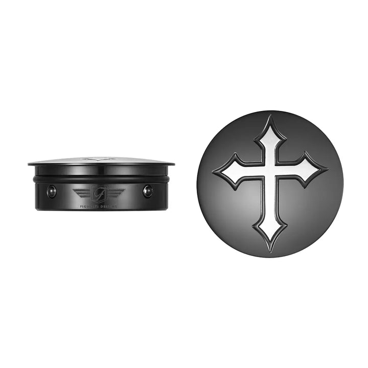 Figurati Designs – Harley-Davidson Stainless-Steel / Black Swing Arm Covers - Cross – FD41-CROSS-BLK