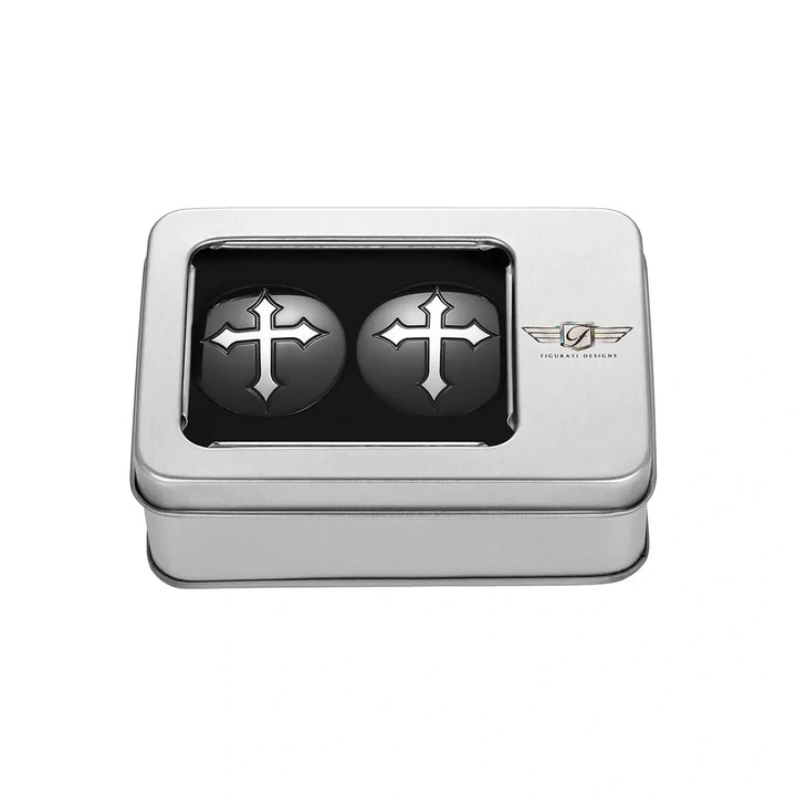 Figurati Designs – Harley-Davidson Stainless-Steel / Black Swing Arm Covers - Cross – FD41-CROSS-BLK