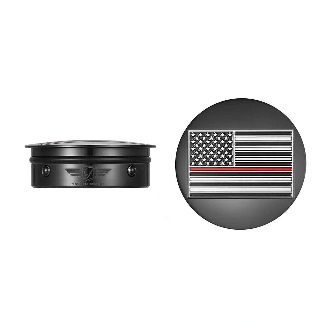 Figurati Designs – Harley-Davidson Stainless-Steel / Black Swing Arm Covers Red Line American Flag - Reversed – FD75-AFRL-BLK