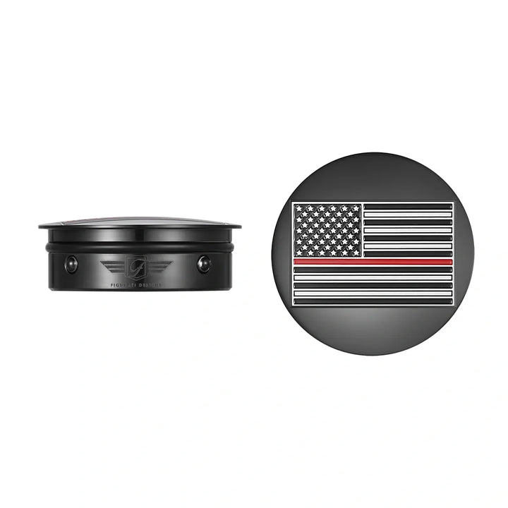 Figurati Designs – Harley-Davidson Stainless-Steel / Black Swing Arm Covers Red Line American Flag - Reversed – FD75-AFRL-BLK