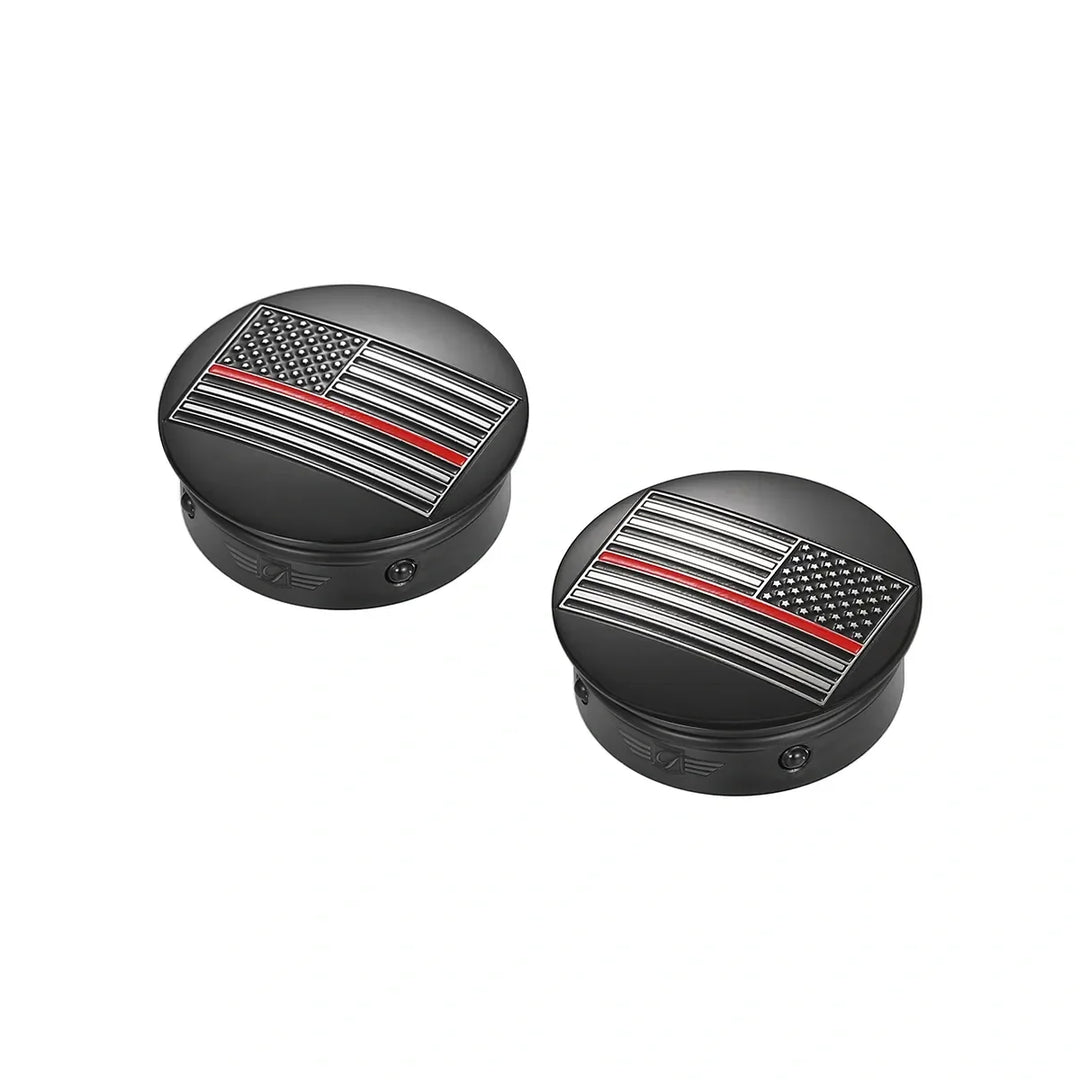 Figurati Designs – Harley-Davidson Stainless-Steel / Black Swing Arm Covers Red Line American Flag - Reversed – FD75-AFRL-BLK