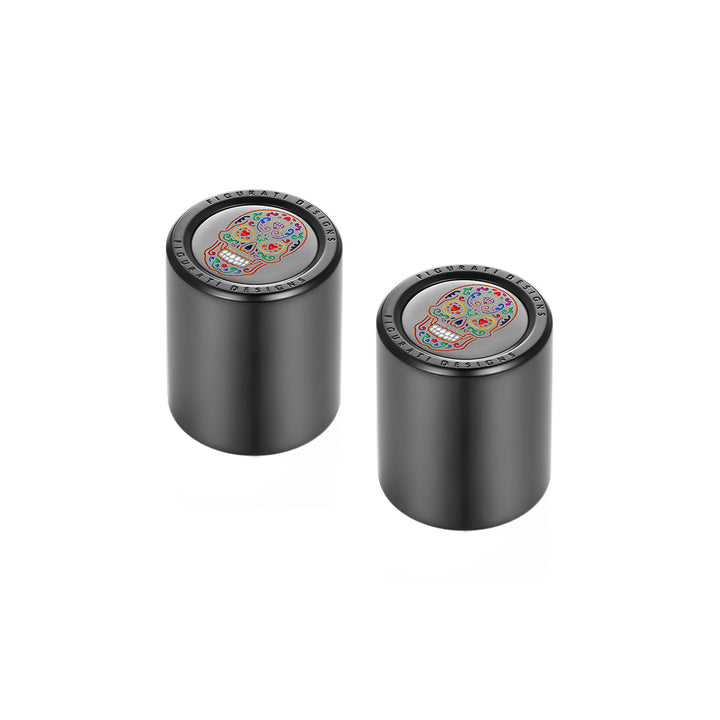 Figurati Designs – Harley-Davidson Stainless-Steel black Sugar Skulls Docking Covers – FD30-DC-Blk 27.2/32 (Short Fat)