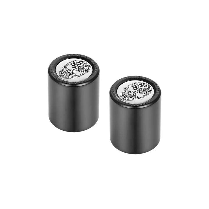 Figurati Designs – Harley-Davidson Stainless-Steel in Black Contrast Cut American Flag Skull Docking Hardware – FD27-DC-27.2/32-BLK