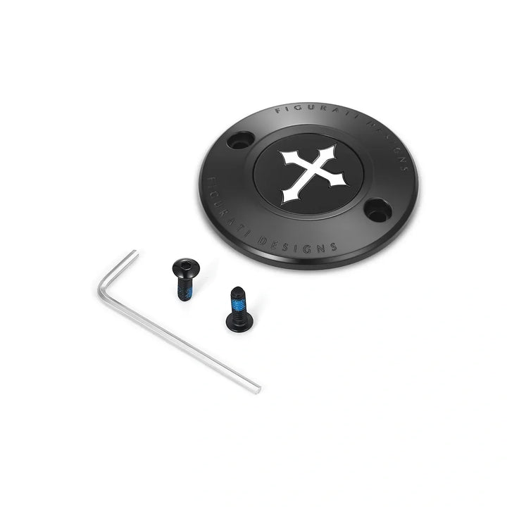 Figurati Designs – Harley-Davidson Stainless-Steel in Black Cross M8 Timing Cover – FD41-TC-2H-BLK