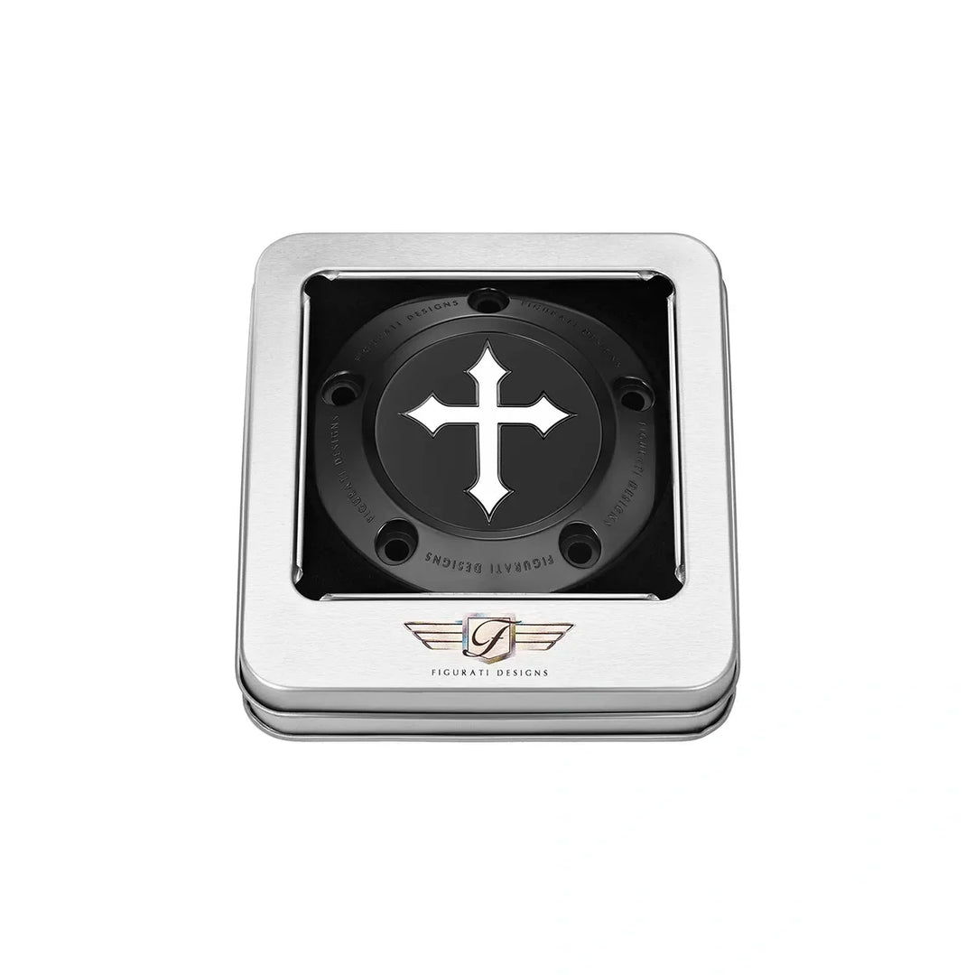 Figurati Designs – Harley-Davidson Stainless-Steel in Black Cross Twin Cam Timing Cover – FD41-TC-5H-BLK