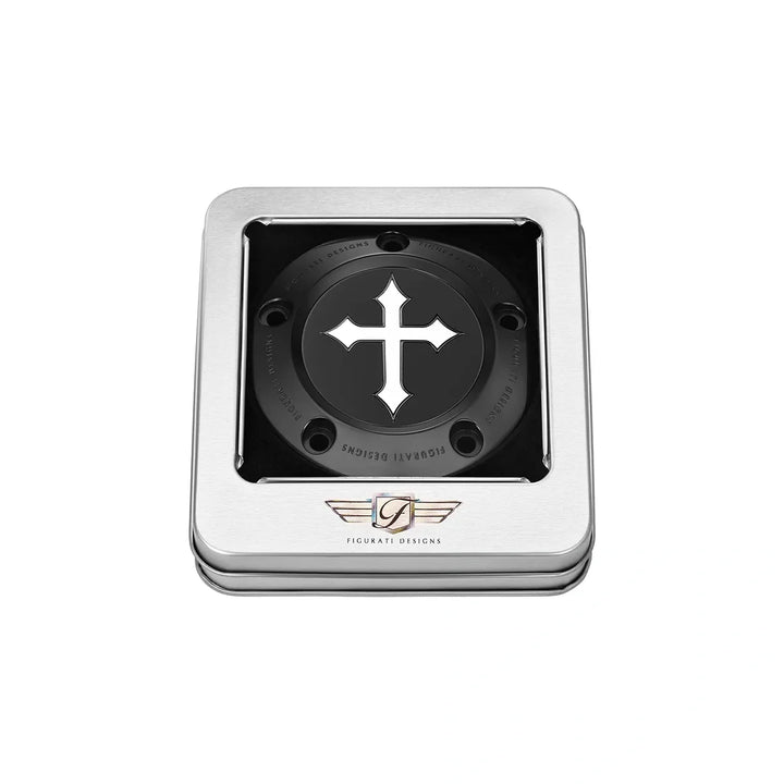 Figurati Designs – Harley-Davidson Stainless-Steel in Black Cross Twin Cam Timing Cover – FD41-TC-5H-BLK