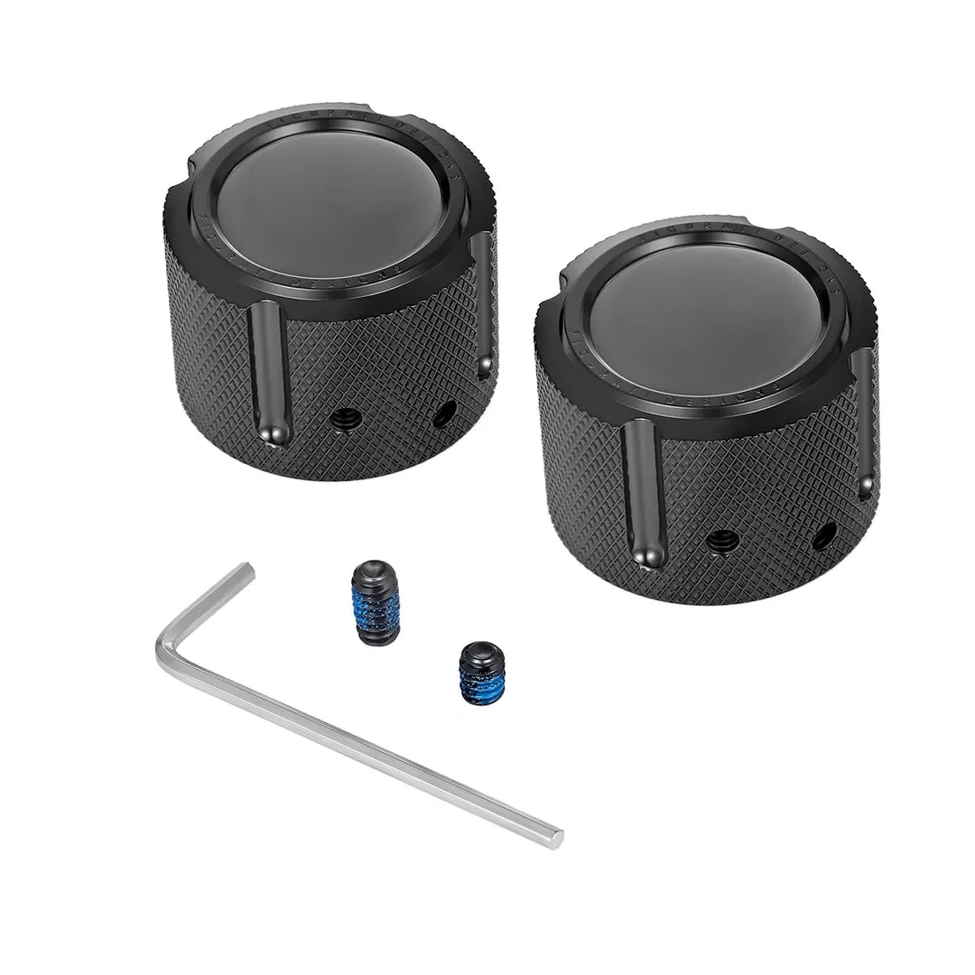 Figurati Designs – Harley-Davidson Stainless-Steel in Black Custom Front Axle Nut Covers - Contrast – FD65-FAC-BLK-BW