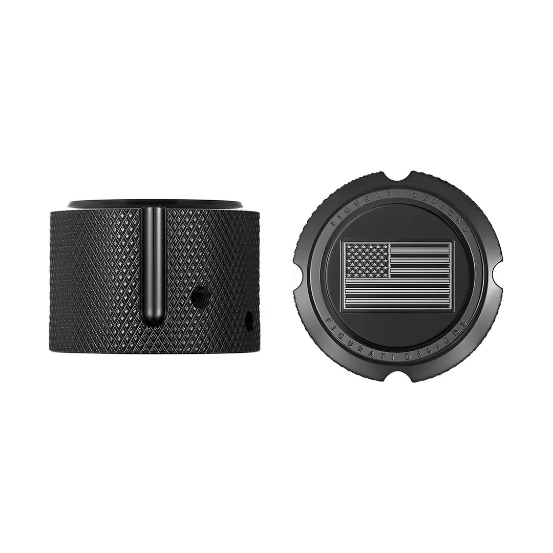 Figurati Designs – Harley-Davidson Stainless-Steel in Black Front Axle Nut Covers American Flag - Reversed – FD26R-FAC-BLK