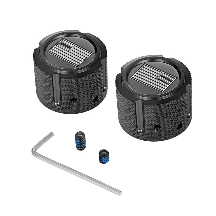 Figurati Designs – Harley-Davidson Stainless-Steel in Black Front Axle Nut Covers American Flag - Reversed – FD26R-FAC-BLK