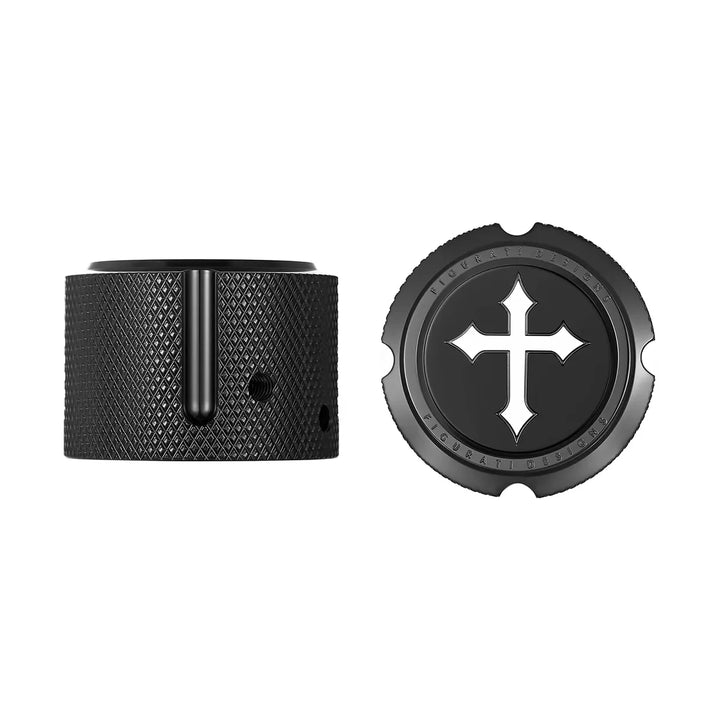 Figurati Designs – Harley-Davidson Stainless-Steel in Black Front Axle Nut Covers Cross – FD41-FAC-BLK
