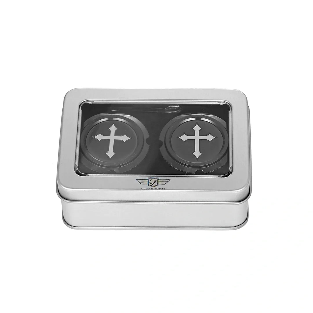 Figurati Designs – Harley-Davidson Stainless-Steel in Black Front Axle Nut Covers Cross – FD41-FAC-BLK