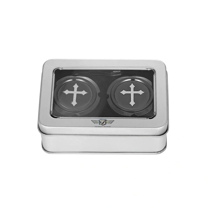 Figurati Designs – Harley-Davidson Stainless-Steel in Black Front Axle Nut Covers Cross – FD41-FAC-BLK